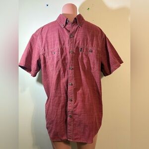 G.H. Bass & Co. Shirt Men XL Red button Pockets Button Collar Short‎ Sleeve